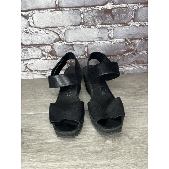 Pedro Garcia Black Leather Platform Suede Wedge Ankle Strap Sandals Women 37.5EU - Picture 16 of 16